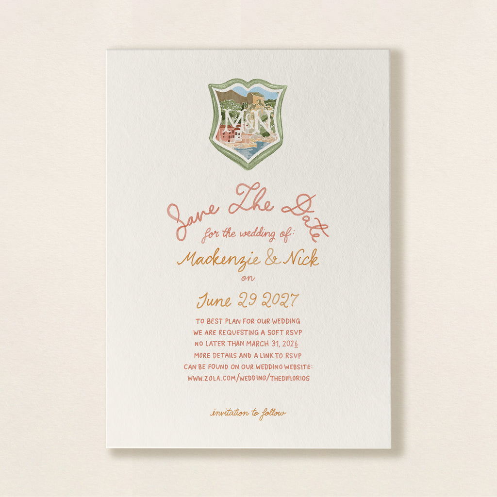Custom Hand Painted Wedding Invite / Save the Dates